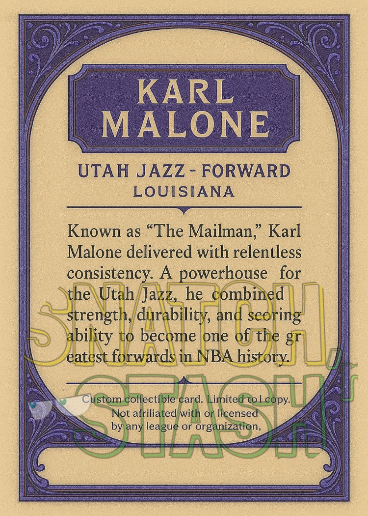 Karl Malone – The Mailman Custom Trading Card